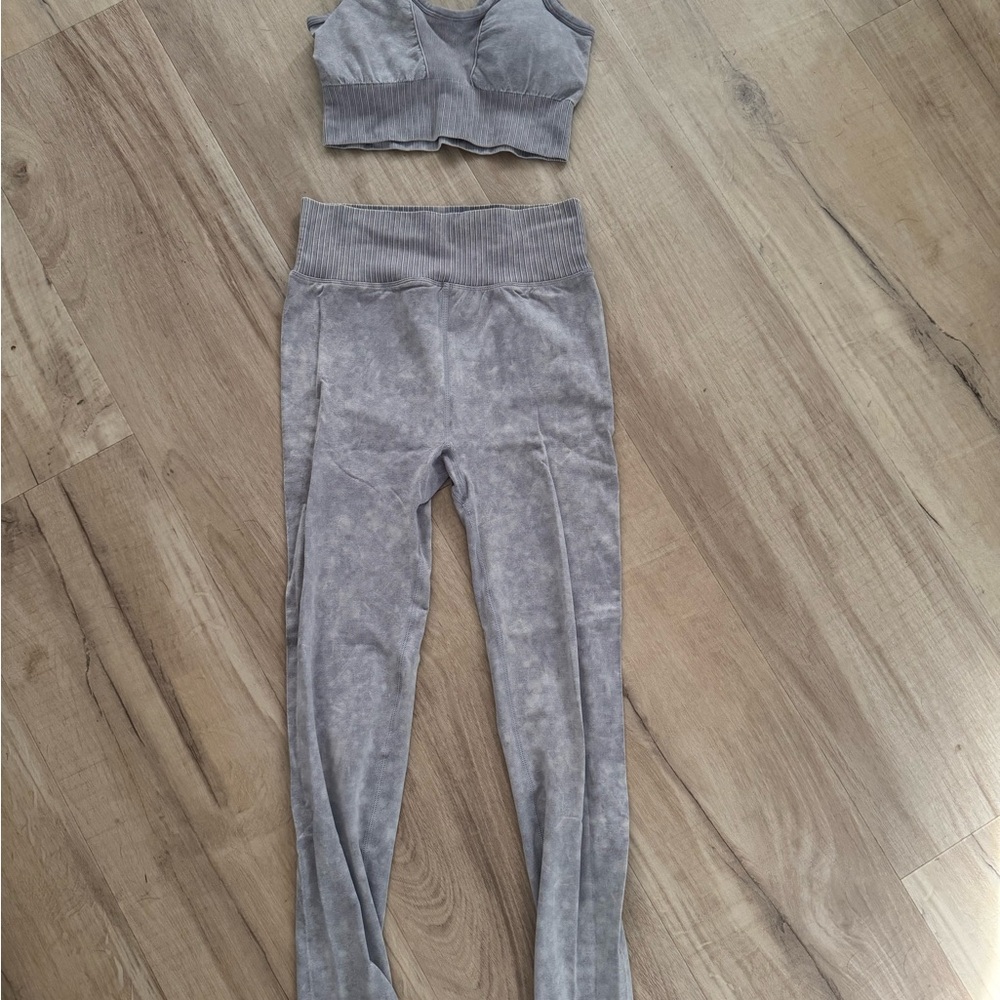 Gray Active Leggings and Bralette Set